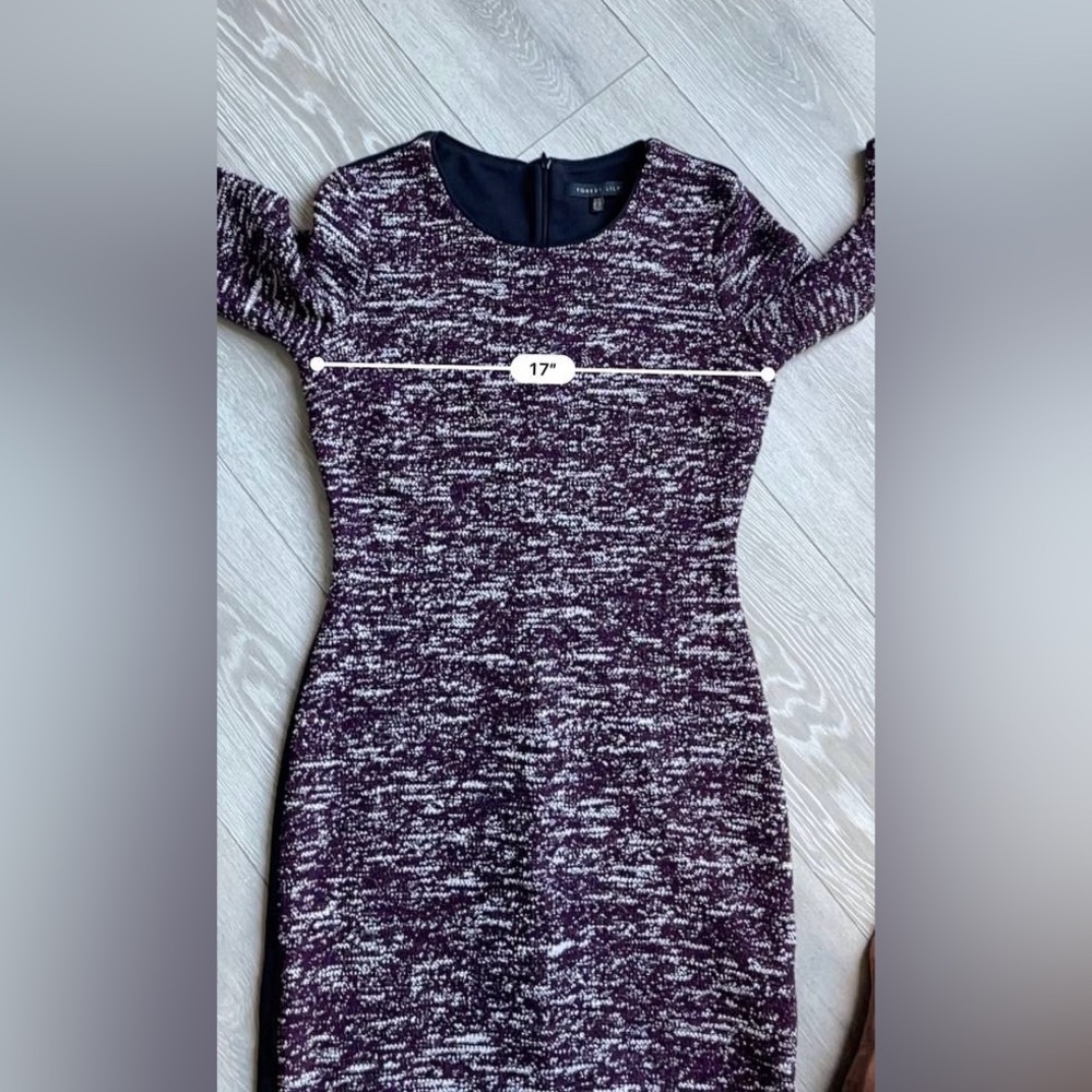 Forest Lily Embroidery Thread Knit Dress W Sz 10 Sheath Dress Purple Knee Length - Picture 7 of 8